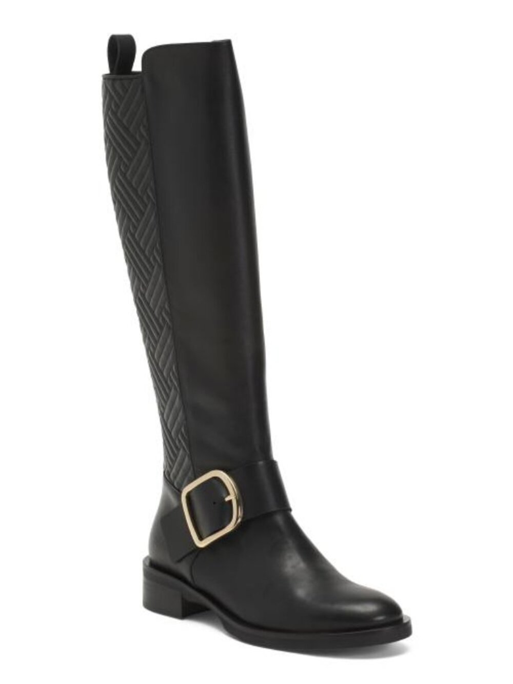 EVALUNA Made In Italy Leather Quilted High Shaft Boots With Buckle